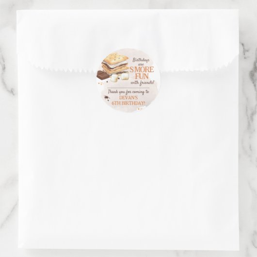 S'mores verjaardagsfeestje ronde sticker (Tas)