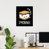 Smoring Funny Smore Puns Donker BG Poster (Thuiskantoor)