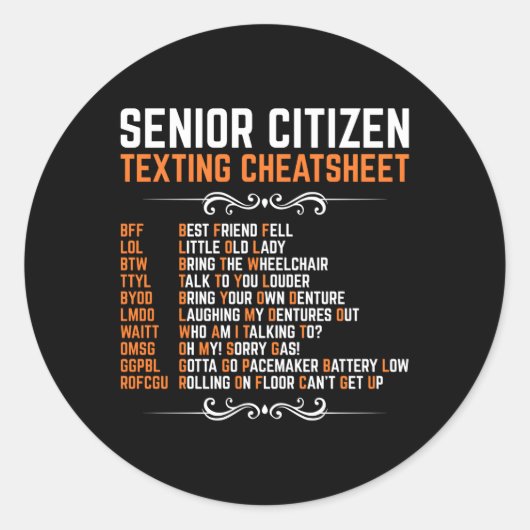 Sms-code voor senioren Cheatsheet opa Ronde Sticker (Voorkant)
