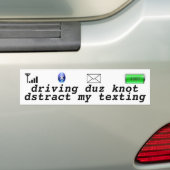 Sms'en en rijden bumpersticker (Op auto)
