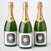 Smudge Cat Ugly Christmas Sweater  (2) Sparkling Wijnetiket (Flessen)