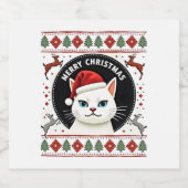 Smudge Cat Ugly Christmas Sweater  (3) Sparkling Wijnetiket (Enkel label)