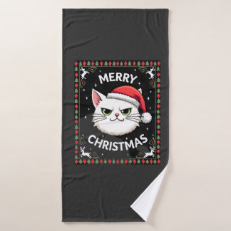 Smudge Kat Lelijke Kerst Trui  (1) Badhanddoek