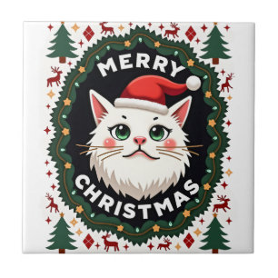 Smudge Kat Lelijke Kerstmuts (1) Tegeltje