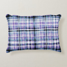 Smudgy Modern Paarse Plaid Accent Kussen
