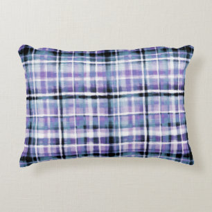 Smudgy Modern Paarse Plaid Accent Kussen