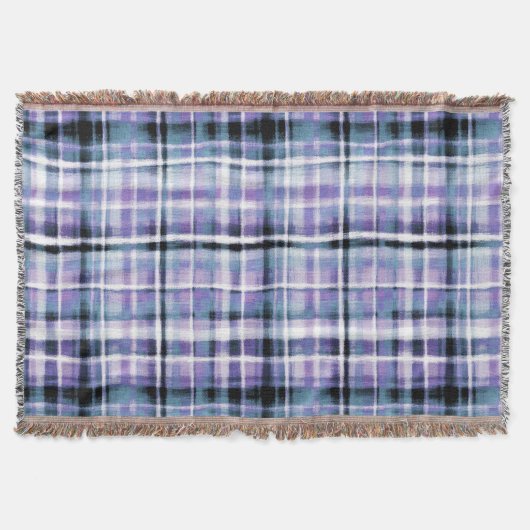 Smudgy Modern Paarse Plaid Deken (Voorkant)