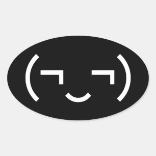 Smug Emoticon (¬‿¬) Japanse Kaomoji Ovale Sticker