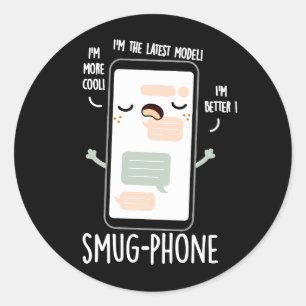 Smug Telefoon Grappig Mobiele Telefoon Pun Donker Ronde Sticker