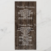 Snaar van lichten op oud houten huwelijksprogramma programma (Achterkant)