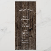 Snaar van lichten op oude houten trouwmenukaart menu (Achterkant)