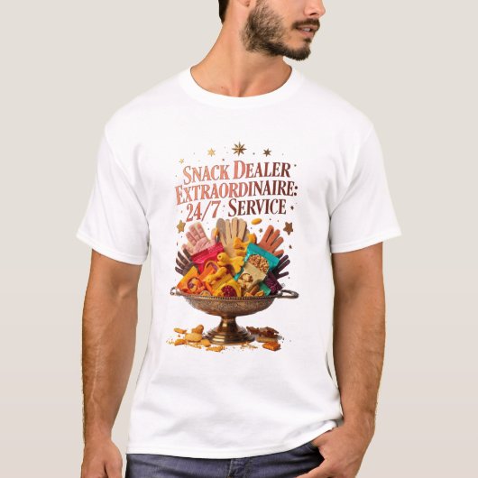 Snack Dealer Extraordinaire Tee | 24/7 Service Fun T-shirt (Voorkant)