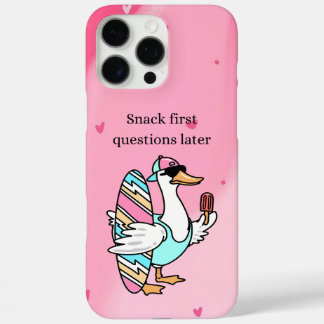 Snack eerst, vragen later T-shirt | Cool Duck iPhone 16 Pro Max Hoesje