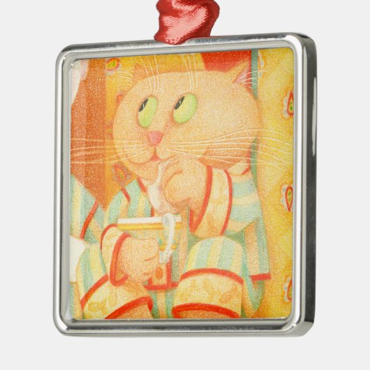 SNACK KAT Premium Square Ornament (Links)