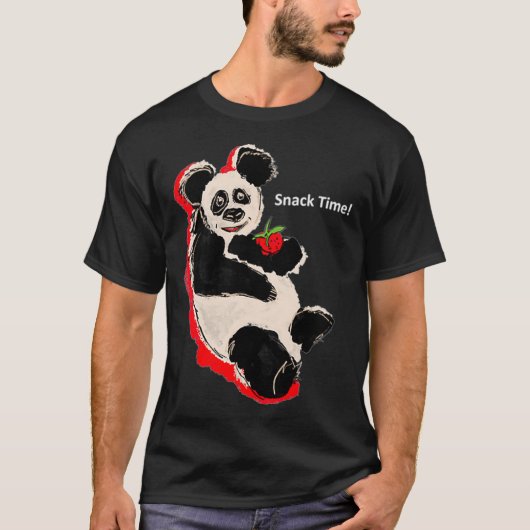 Snack TIme Panda Eating Strawberry School Fun T-shirt (Voorkant)