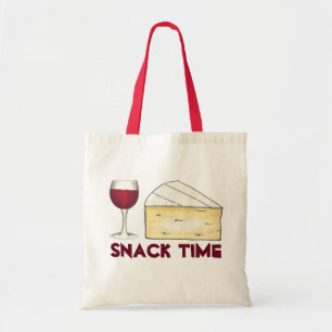 Snack Time Red Merlot Wine + Brie Cheese Tasting Tote Bag