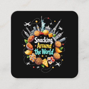 Snacken over de hele wereld Fast Food Travel Reize Vierkante Visitekaartje