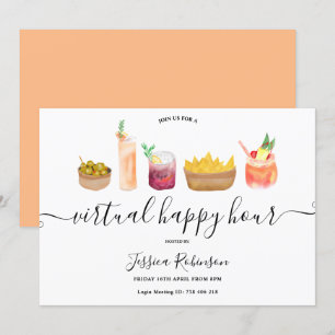 Snacks cocktails aquarel virtuele happy hours kaart