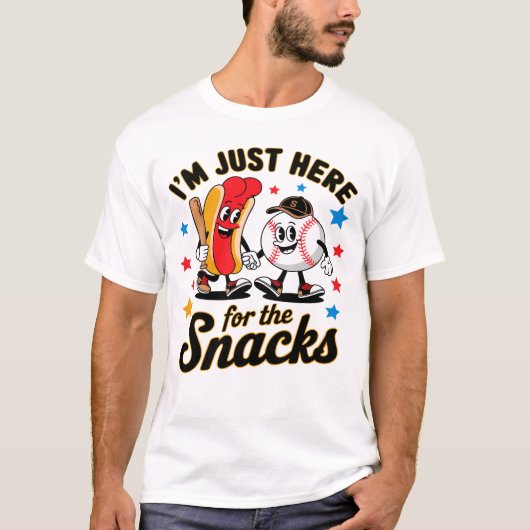Snacks Honkbal Hotdog Cartoon Funny T-shirt (Voorkant)