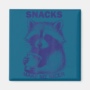 Snacks maken me aardiger wasbeer dier sarcastisch magneet