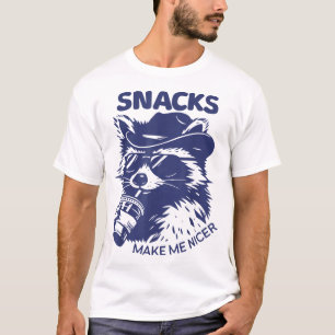Snacks maken me mooier wasbeer dier sarcastisch t-shirt