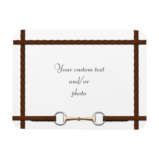 Snaffle Bit & Laced Reins Custom Horse Photo Magneet (Horizontaal)