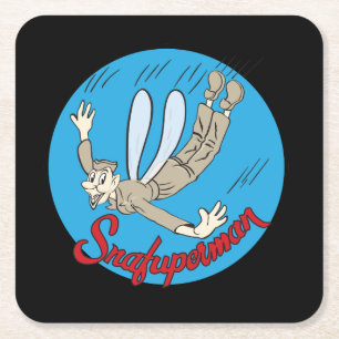Snafuperman Tony LeVier P-38 Lightning Noseart Vierkante Kartonnen Onderzetter