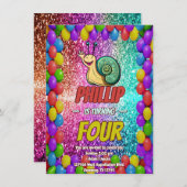 Snail Custom karakter verjaardag uitnodiging (Voorkant / Achterkant)