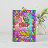 Snail Custom karakter verjaardag uitnodiging (Staand voorkant)