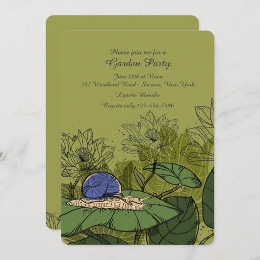 Snail dans le jardin Invitation (Devant / Derrière)