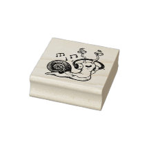 Snail Luisteren naar Muziek Wood Art Stamp