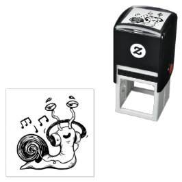 Snail Luisteren naar Muziek Wood Art Stamp Zelfinktende Stempel