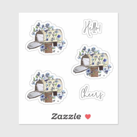 Snail Mail Mailbox Illustration Shaped Stickers (Feuille)