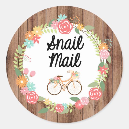 Snail Mail Sticker - bloemenfiets!! (Voorkant)