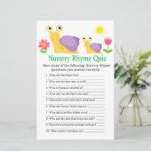 Snail Nursery Rhyme Quiz baby shower game (Staand voorkant)