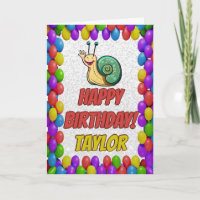 Snail Personnalisé Fun Grey Carte Anniversaire