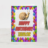 Snail Personnalisé Fun Grey Carte Anniversaire (Devant)