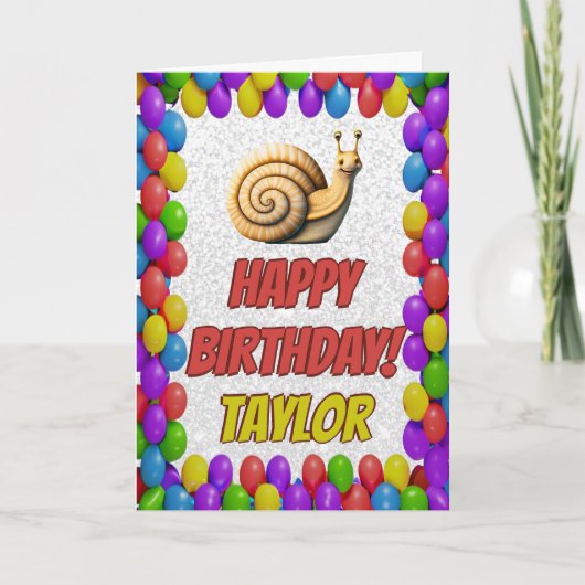 Snail Personnalisé Fun Grey Carte Anniversaire (Devant)