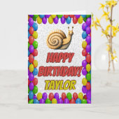 Snail Personnalisé Fun Grey Carte Anniversaire (Fleur jaune)
