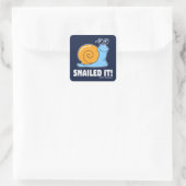 Snailed it vierkante sticker (Tas)