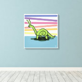 Snailosaurus - Slakkendinosaurus in de regenboog Canvas Afdruk (Insitu (Houten vloer))