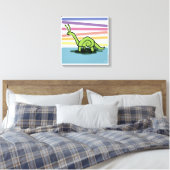 Snailosaurus - Slakkendinosaurus in de regenboog Canvas Afdruk (Insitu (Slaapkamer))