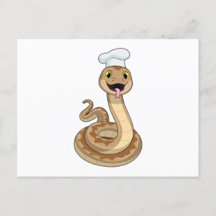 Snake als Cook met Chef pet Briefkaart