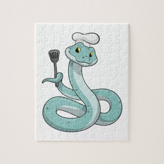 Snake als Cook met Chef pet Legpuzzel (Verticaal)