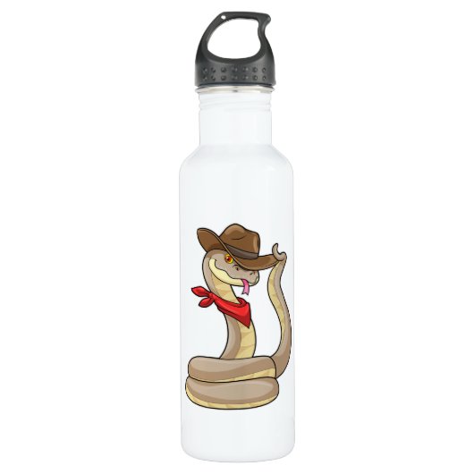 Snake als Cowboy met Scarf Waterfles (Voorkant)