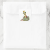 Snake als koning met kroon vierkante sticker (Tas)