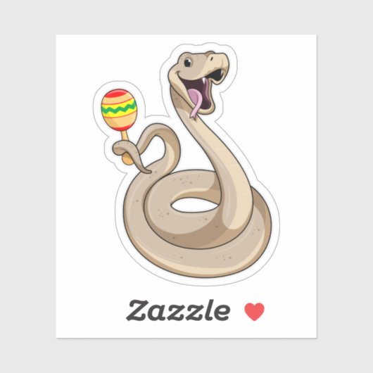 Snake als muzikant met Maracas Sticker (Vel)