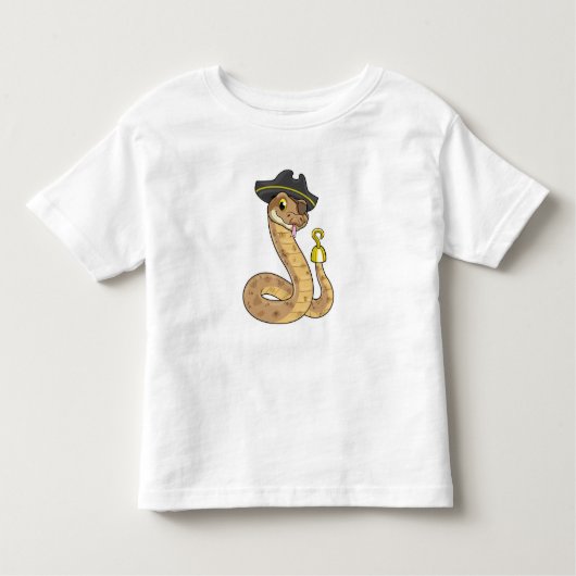 Snake als Piraat met Hookehand- en Oogpleister Kinder Shirts (Voorkant)