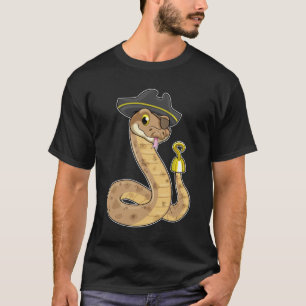 Snake als Piraat met Hookehand- en Oogpleister T-shirt
