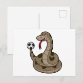 Snake als voetbalspeler met Voetbal Briefkaart (Voorkant / Achterkant)